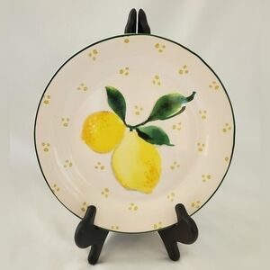 New Vintage 90's Pier 1 9.75 Inch Ironstone Plate With Lemon Design